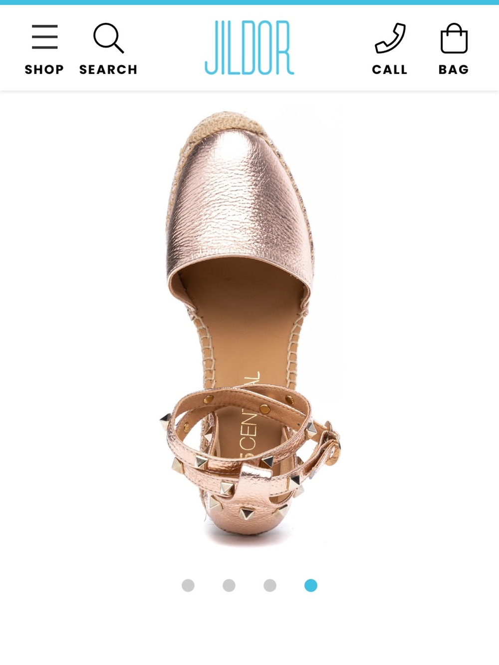 275 Central Rose Gold Studded Ankle-Strap Espadrille